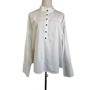 J. Crew Band Collar Tuxedo Popover Tunic White Cotton AU293